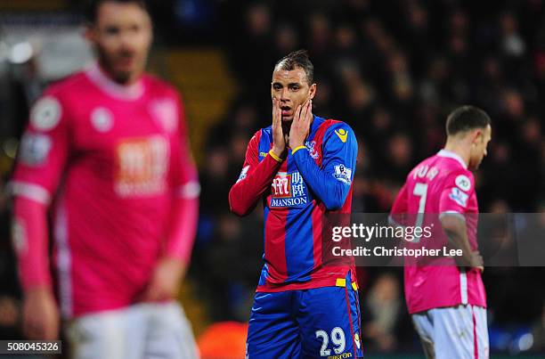 Marouane Chamakh of Crystal Palace reacts during the Barclays Premier League match between Crystal Palace and A.F.C. Bournemouth at Selhurst Park on...