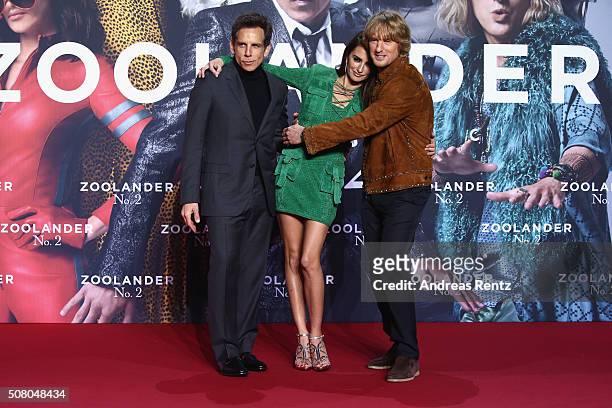 Actors Ben Stiller, Penelope Cruz and Owen Wilson attend the Berlin fan screening of the Paramount Pictures film 'Zoolander No. 2' at CineStar on...