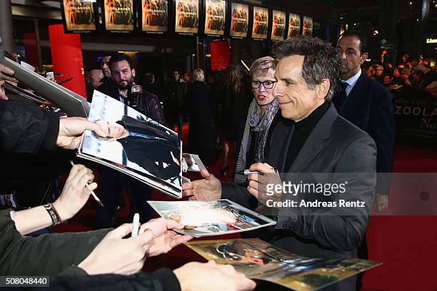 Actor Ben Stiller attends the Berlin fan screening of the Paramount Pictures film 'Zoolander No. 2' at CineStar on February 2, 2016 in Berlin,...