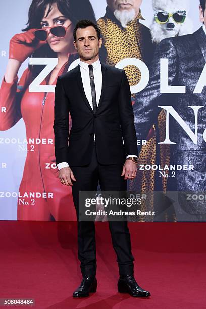 Actor Justin Theroux attends the Berlin fan screening of the Paramount Pictures film 'Zoolander No. 2' at CineStar on February 2, 2016 in Berlin,...