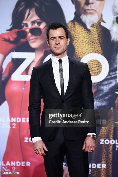 Actor Justin Theroux attends the Berlin fan screening of the Paramount Pictures film 'Zoolander No. 2' at CineStar on February 2, 2016 in Berlin,...