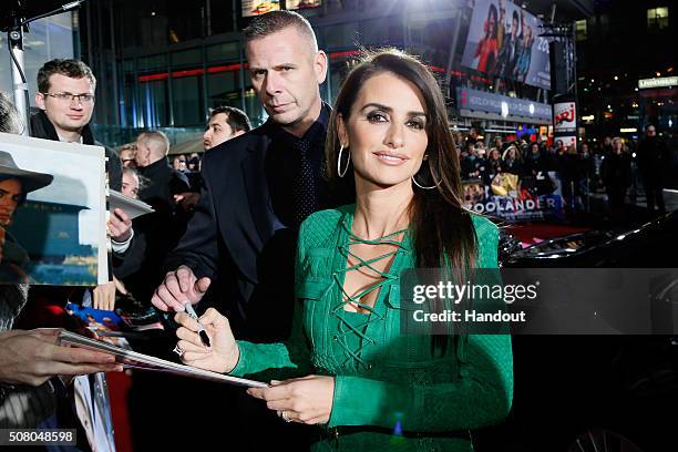 In this handout photo provided by Paramount Pictures, Actress Penelope Cruz attends the Berlin fan screening of the Paramount Pictures film...