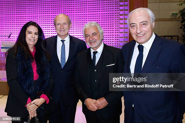 Francoise Bettencourt Meyers, Jean-Paul Agon, heirdresser Franck Provost and Jean-Pierre Meyers attend President of l'Oreal Jean-Paul Agon receives...