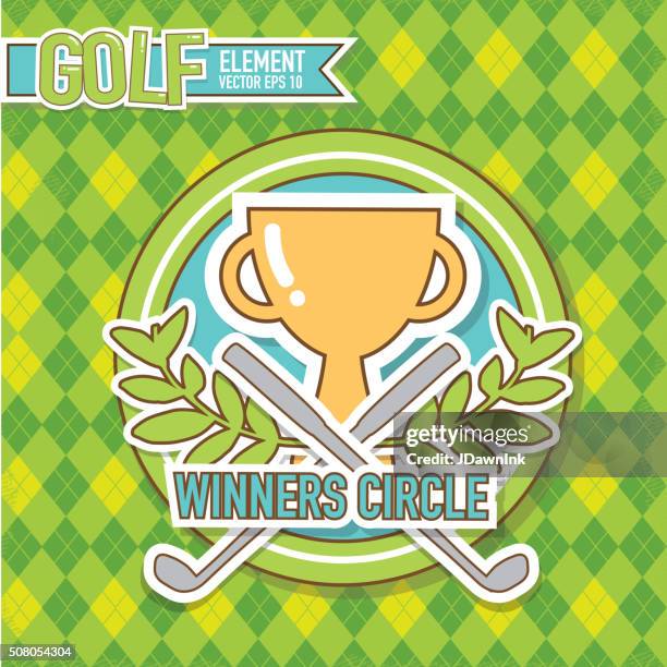 golf emblem design golf winners circle and argyle background - green argyle stock illustrations