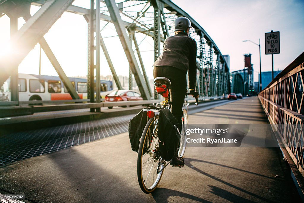 Bike Commuter in Portland Oregon