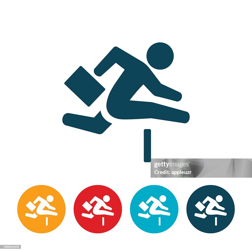 Business Person Jumping Hurdle