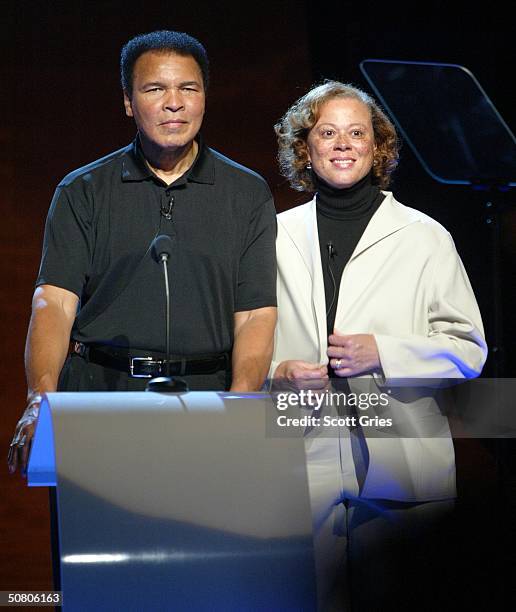 Boxer Muhammad Ali and wife Lonnie attend the MTV Networks UpFront at The Theater at Madison Square Garden May 05, 2004 in New York City.