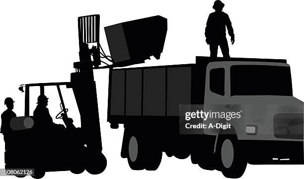 demolition cleanup - dump truck cartoon stock illustrations