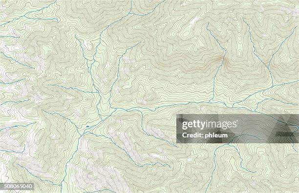 topographic contours with forest and streams - contour line stock illustrations