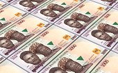 Nigerian nairas bills stacks background.