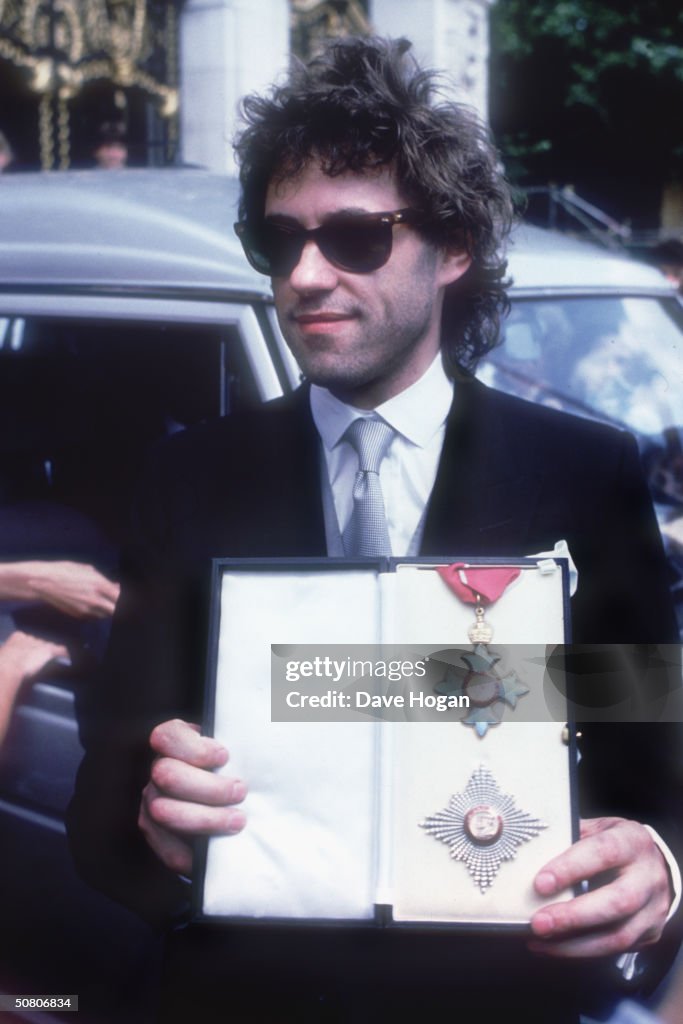Irish singer Bob Geldof receives a knighthood for his charity work