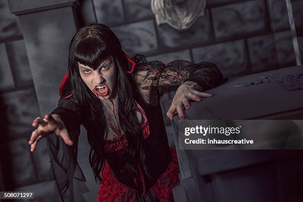 female vampire - spooky graveyard stock pictures, royalty-free photos & images