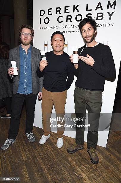 Designer Derek Lam and filmmakers Henry Joost and Ariel Schulman attend Derek Lam 10 Crosby Film & Fragrance Premiere at Angelika Film Center on...