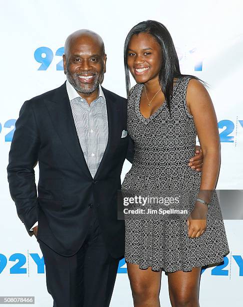 Record executive L. A. Reid and daughter Arianna Reid attend L. A. Reid in conversation with Gayle King with special guest Meghan Trainor at 92Y on...