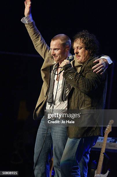 Zucchero performs on stage with Ronan Keating at a benefit show in aid of the United Nations' UNHCR refugees fund, at The Royal Albert Hall on May 6,...