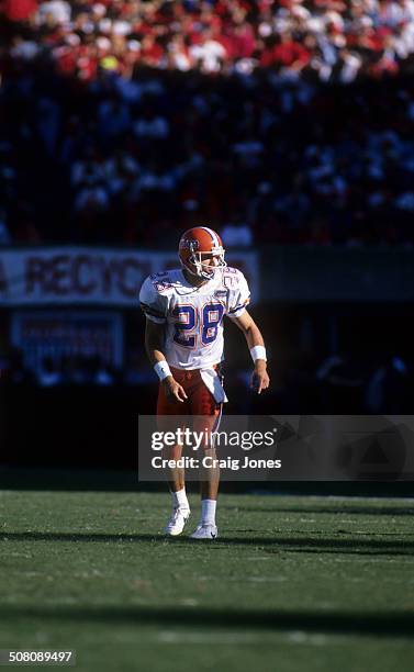 Chris Doering of the Florida Gators lines up against the Georgia Bulldogs on October 28, 1995 at Sanford Stadium in Athens, Georgia. The Gators...