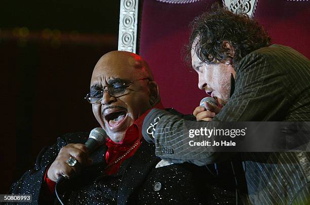 Zucchero performs on stage with Solomon Burke at benefit show in aid of the United Nations' UNHCR refugees fund, at The Royal Albert Hall on May 6,...