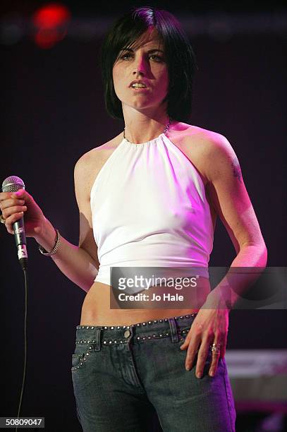 Dolores O'Riordan of The Cranberries performs at a benefit show in aid of the United Nations' UNHCR refugees fund, at The Royal Albert Hall on May 6,...