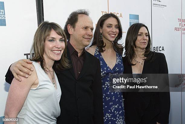 Actor Billy Crystal, his wife Janice Crystal, and daughters director Lindsay Crystal and Jennifer Crystal Foley attend the premiere of "My Uncle...