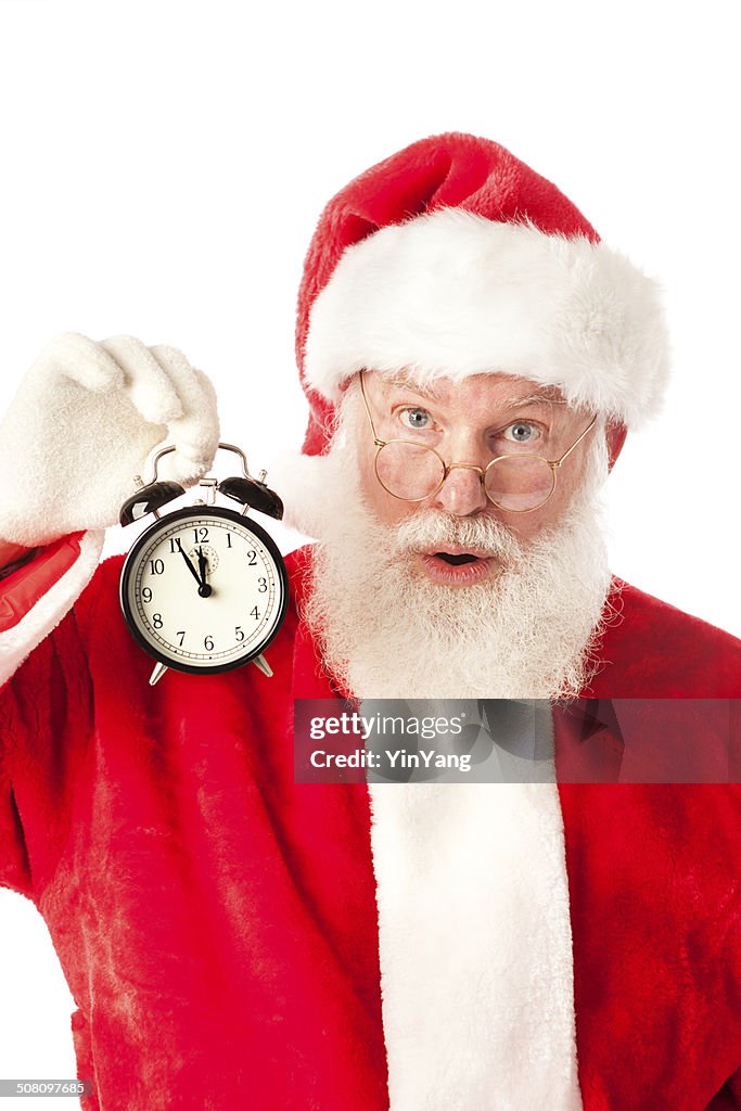 Babbo Natale tenendo sveglia per lo Shopping natalizio scadenza