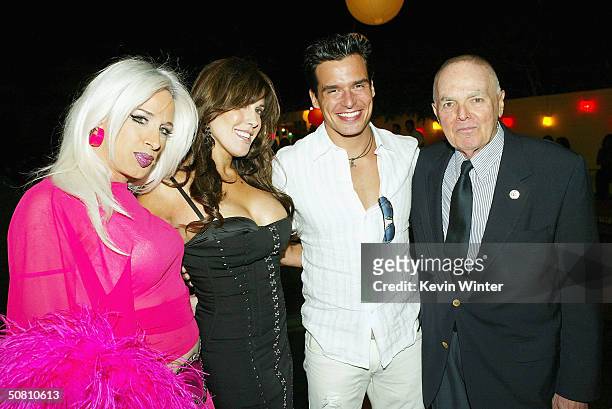 Actor Alexis Arquette, Cafe Entertainments' Celia Fox, actor Antonio Sabato Jr. And Cafe Entertainment' Robert Freidman pose at the after-party for...