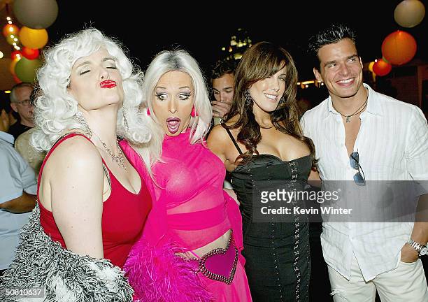 Actress Elender Wall, actor Alexis Arquette, Cafe Entertainments' Celia Fox and actor Antonio Sabato Jr. Pose at the after-party for "Wasabi Tuna" on...