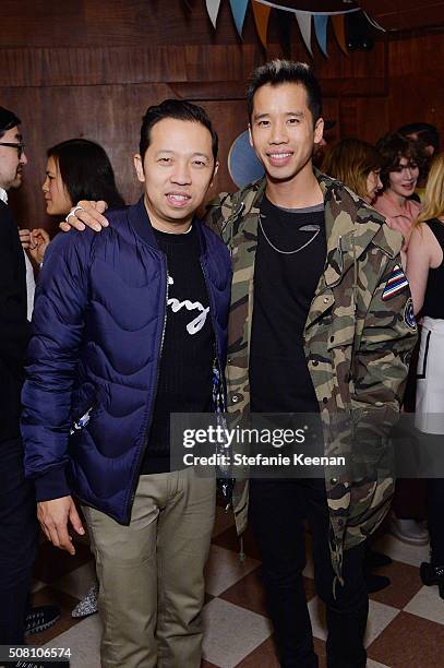 Designer Humberto Leon and blogger Jared Eng attend Kenzo Presents Snowbird at Hollywood American Legion on February 2, 2016 in Los Angeles,...