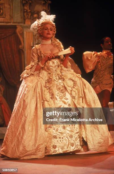 American pop singer Madonna performs her single 'Vogue' on the '1990 MTV Video Music Awards' show, New York, New York, September 6, 1990.