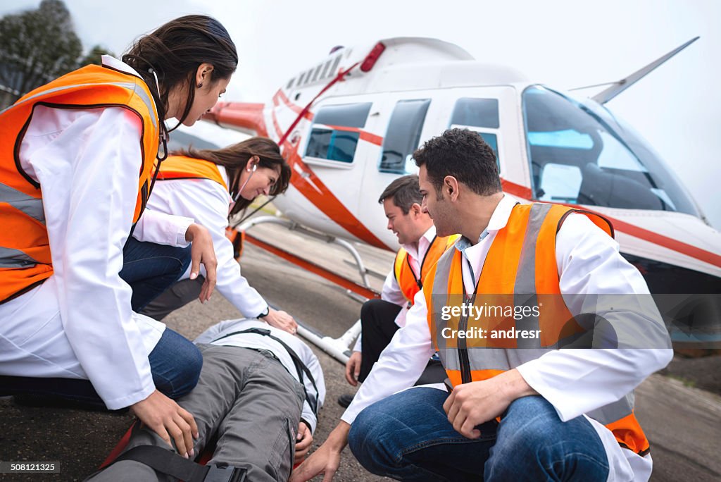 Paramedics on an air ambulance