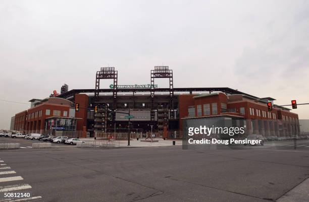 General view of the newly constructed 43,500-seat Citizens Bank Park, prior to the Philadelphia Phillies home opener, which happened to be against...