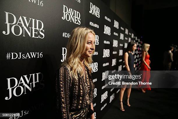 Asher Keddie arrives ahead of the David Jones Autumn/Winter 2016 Fashion Launch at David Jones Elizabeth Street Store on February 3, 2016 in Sydney,...