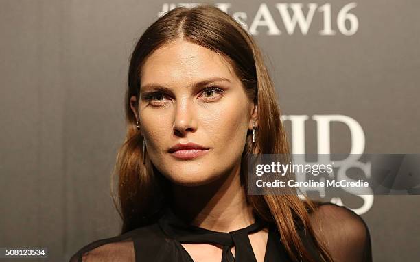 Catherine McNeil arrives ahead of the David Jones Autumn/Winter 2016 Fashion Launch at David Jones Elizabeth Street Store on February 3, 2016 in...