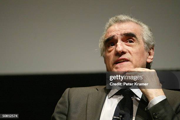 Director Martin Scorsese speaks at the Scorsese And Music Panel during the 2004 Tribeca Film Festival May 7, 2004 in New York City.