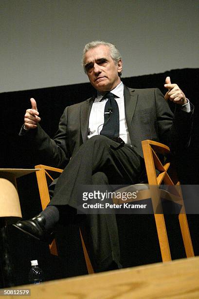 Director Martin Scorsese speaks at the Scorsese And Music Panel during the 2004 Tribeca Film Festival May 7, 2004 in New York City.