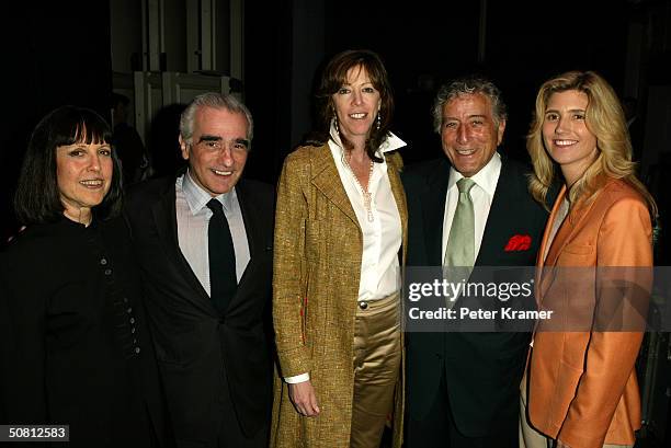 Vanity Fair Contributing Editor Lisa Robinson, director Martin Scorsese, TFF co-founder Jane Rosenthal, singer Tony Bennett and wife pose at the...