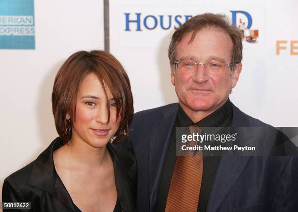 Actor Robin Williams and his daughter Zelda Williams arrive at the screening of "House Of D" during the 2004 Tribeca Film Festival May 7, 2004 in New...