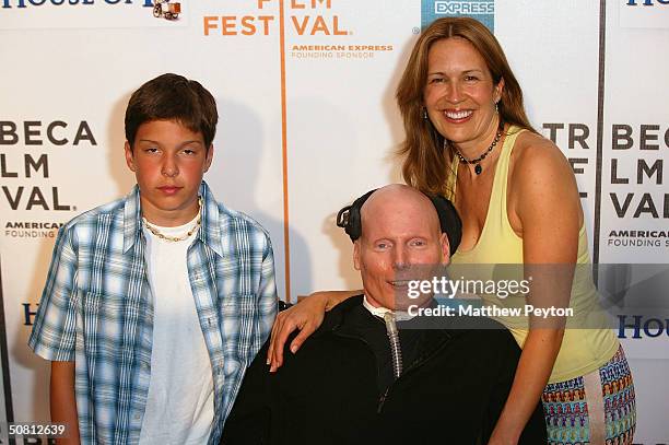 Actor Christopher Reeve, his wife Dana and son Will arrives at the screening of "House Of D" during the 2004 Tribeca Film Festival May 7, 2004 in New...