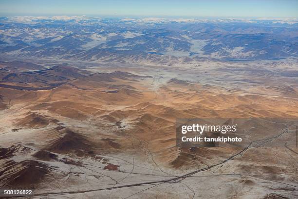 mongolian aerial view - aerial top view steppe stock pictures, royalty-free photos & images