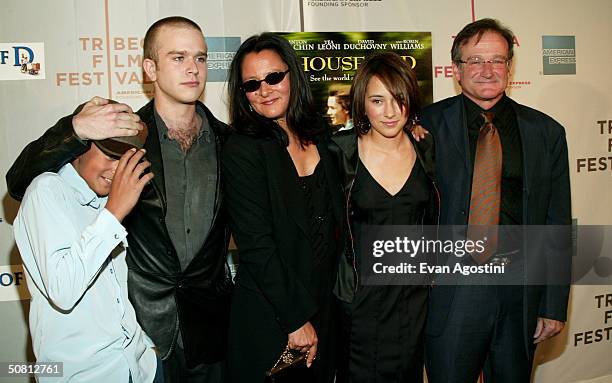 Actor Robin Williams poses with sons Cody and Zack, wife Marsha and daughter Zelda at the screening of "House Of D" during the 2004 Tribeca Film...