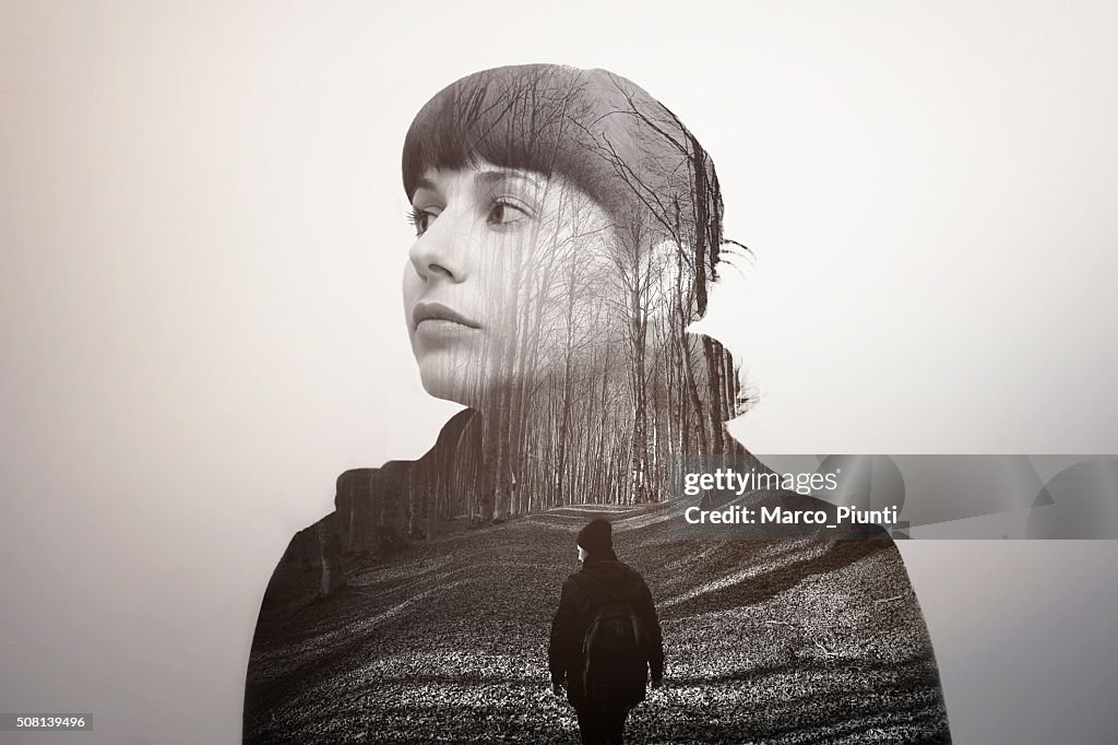 Melancholisch Mädchen Blick in die Zukunft
