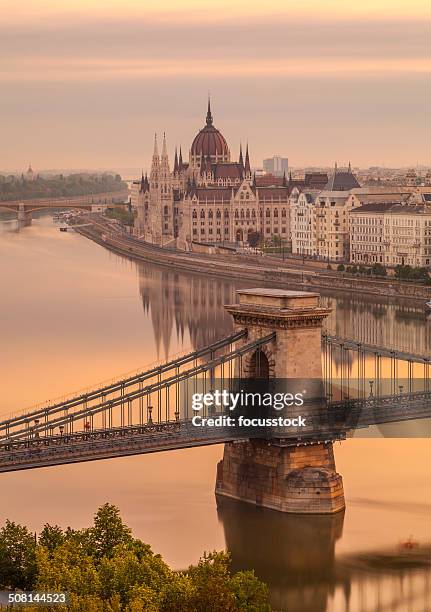 budapest chain bridge - royal palace budapest stock pictures, royalty-free photos & images