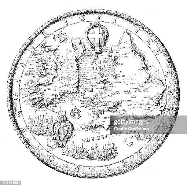 illustrazioni stock, clip art, cartoni animati e icone di tendenza di sigillo grande del commonwealth inghilterra 1651 - xvii° secolo