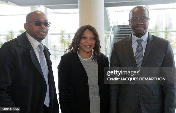 Alleluia Savimbi, Helena Savimbi and Cheya Savimbi, the children of Angolan rebel chief Jonas Savimbi, looks on in the High Court of Paris on...