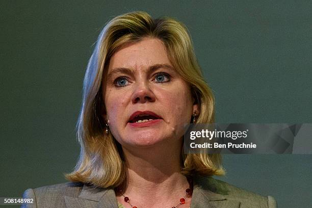 British Secretary of State for International Development Justine Greening speaks during the Supporting Syria And The Region London 2016 conference on...