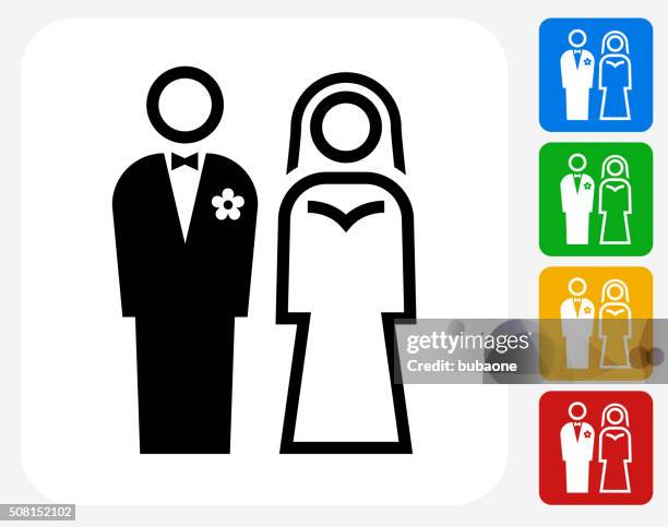 bildbanksillustrationer, clip art samt tecknat material och ikoner med bride and groom icon flat graphic design - bridegroom