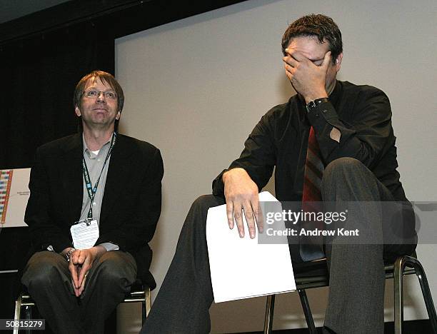 Ron Nyswaner, screenwriter and David Baxter, director, speak at the Unraveling The Code: Rosalind Franklin and DNA panel during the 2004 Tribeca Film...