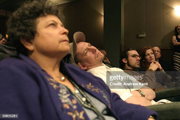 Author Lynne Elkin, Ian Hart, Paul Schneider and actress Haviland Morris listen at the Unraveling The Code: Rosalind Franklin and DNA panel during...