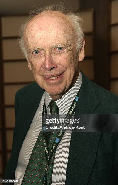 James D. Watson poses at the Unraveling The Code: Rosalind Franklin and DNA panel during the 2004 Tribeca Film Festival May 8, 2004 in New York City.