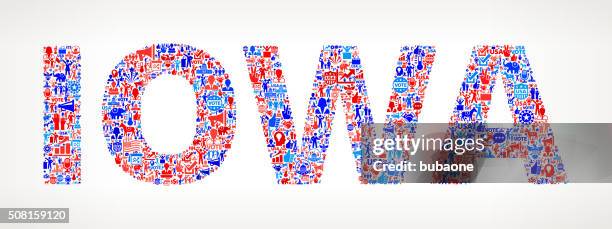 stockillustraties, clipart, cartoons en iconen met iowa vote and elections usa patriotic icon pattern - presidentieel debat