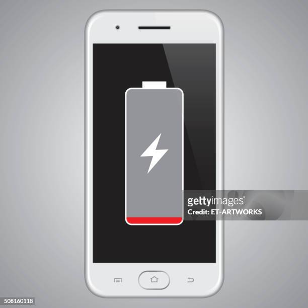 vector smartphone low battery - low stock illustrations